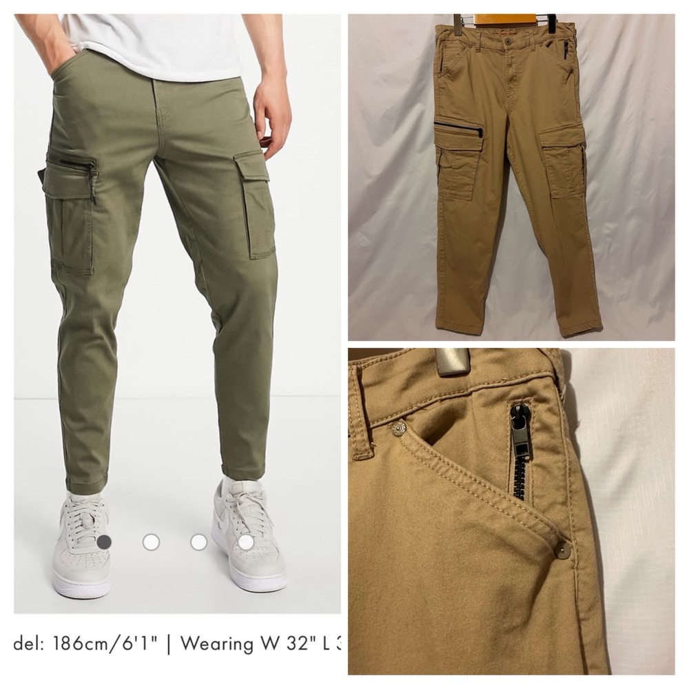 Jack & Jones Intelligence Carrot Fit Cargo Utility Pants Streetwear sz 32/30